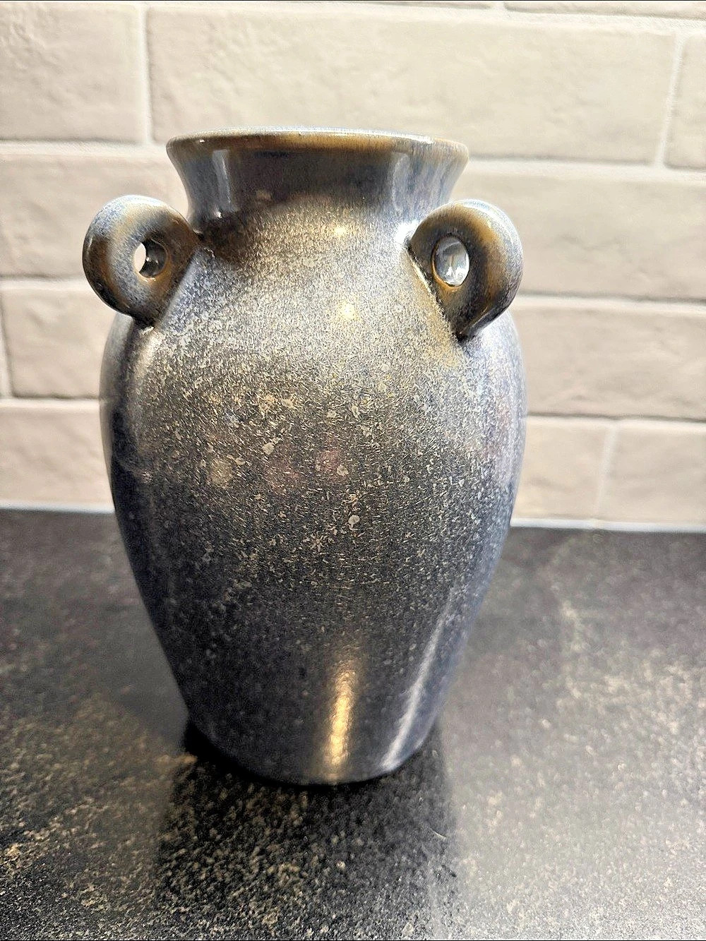 Pottery Barn Seehorn Bud Vase Handled in Gray & Blue